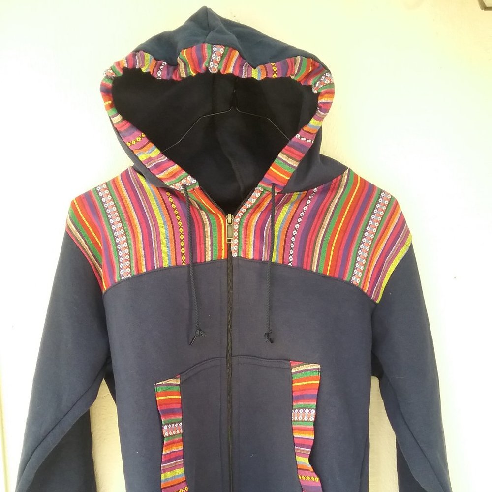 New Hoodie Zip-Up with Multicolored Trim